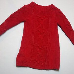 Old Navy Cable Knit Christmas Holiday Sweater Dress 18-24 Months Baby Girls Red